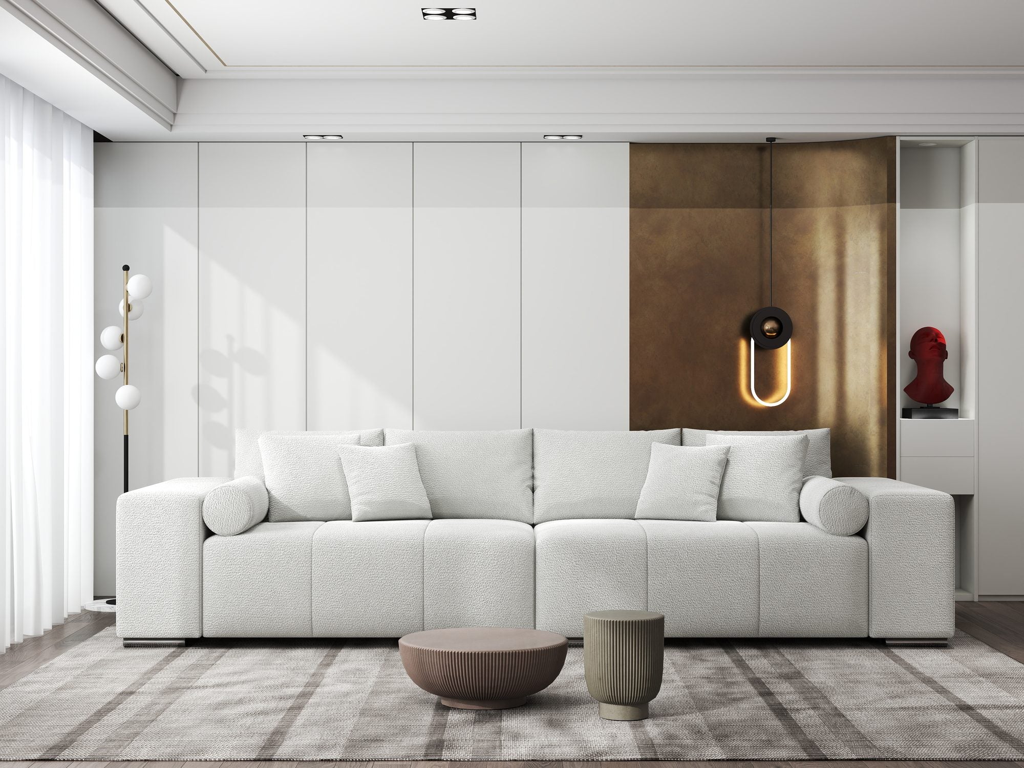 Canapea extensibilă dumonde cu ladă de depozitare si sezut confortabil din spuma high-density, Marbela XXL Vibe Bej 03 290x100 cm