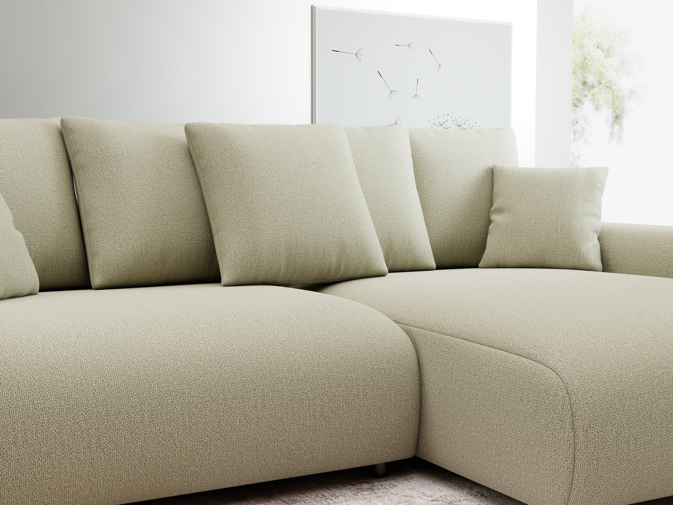 Colțar extensibil dumonde cu ladă de depozitare și șezut confortabil din spumă HR, Luma Enjoy Bej 255x168 cm II