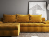 Colțar extensibil dumonde cu ladă de depozitare si sezut confortabil din spuma HR, Leonardo Ambience Mustar 255x193 cm