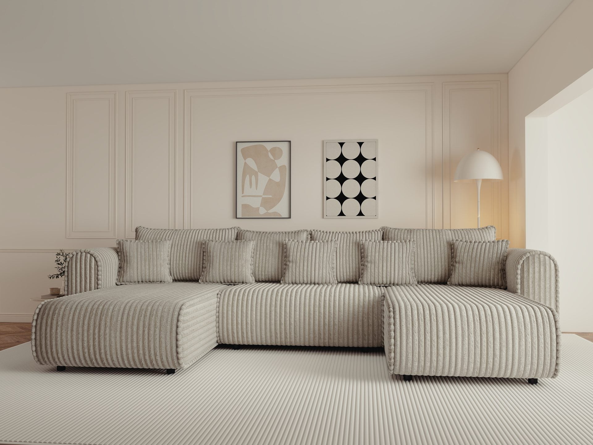 Colțar extensibil dumonde în formă de U cu ladă de depozitare si sezut confortabil din spuma high-density, Monaco U Tili