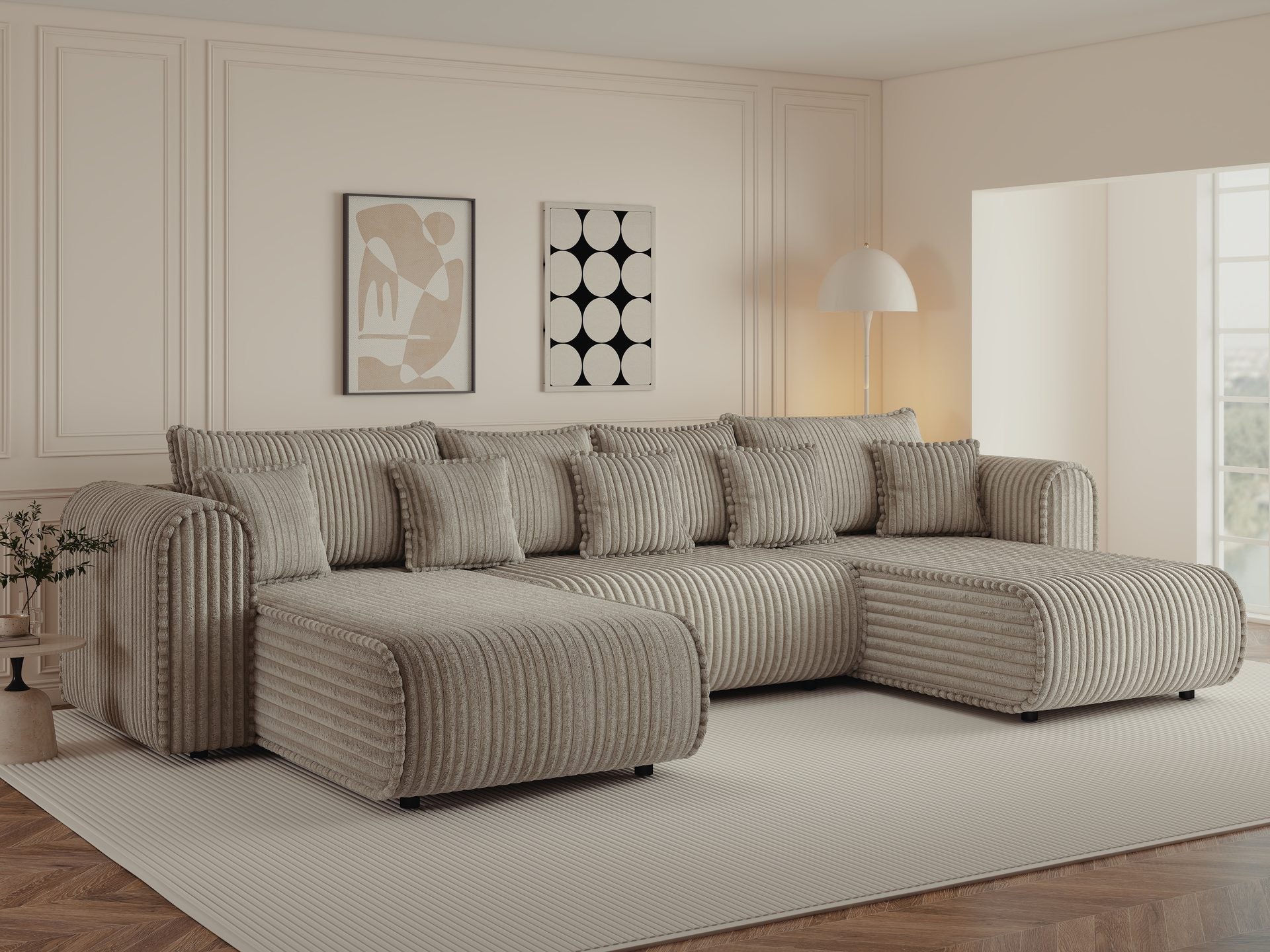 Colțar extensibil dumonde în formă de U cu ladă de depozitare si sezut confortabil din spuma high-density, Monaco U Tili