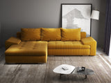 Colțar extensibil dumonde cu ladă de depozitare si sezut confortabil din spuma HR, Leonardo Ambience Mustar 255x193 cm