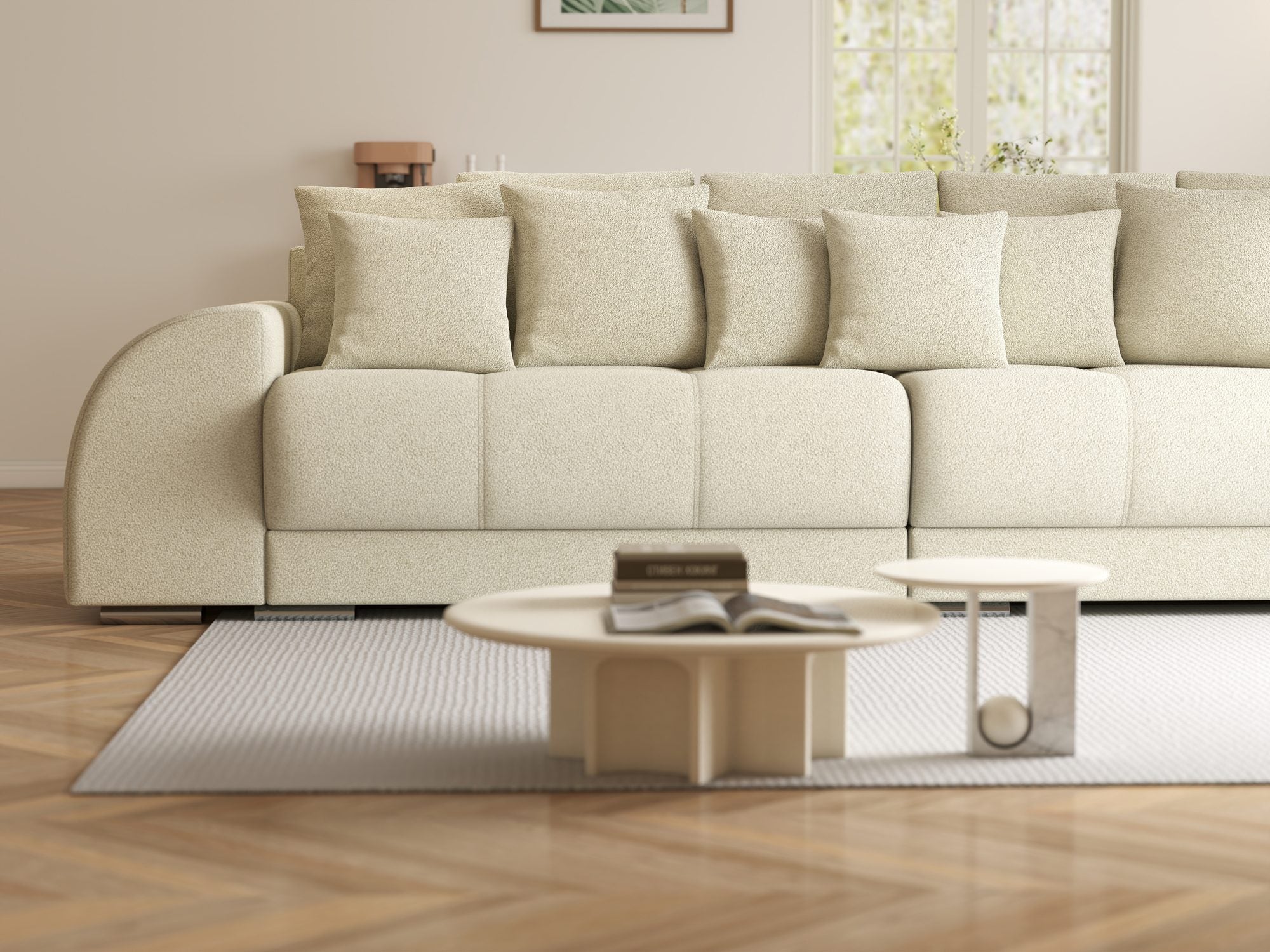 Canapea extensibilă dumonde cu 2 lăzi de depozitare si sezut confortabil din spuma high-density, Verona Quelle Bej 02 310x100 cm