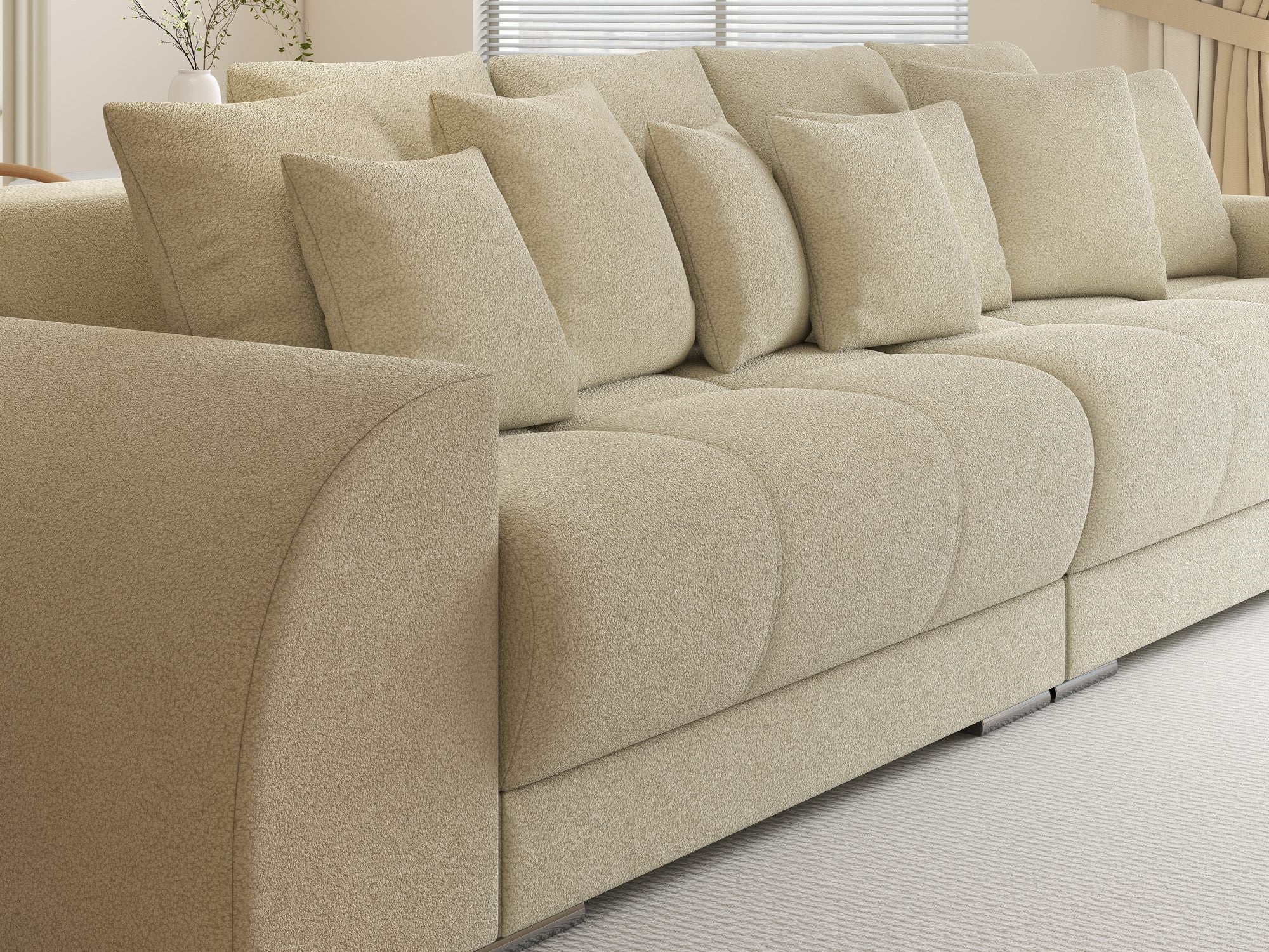 Canapea extensibilă dumonde cu 2 lăzi de depozitare si sezut confortabil din spuma high-density, Verona Quelle Bej 02 310x100 cm