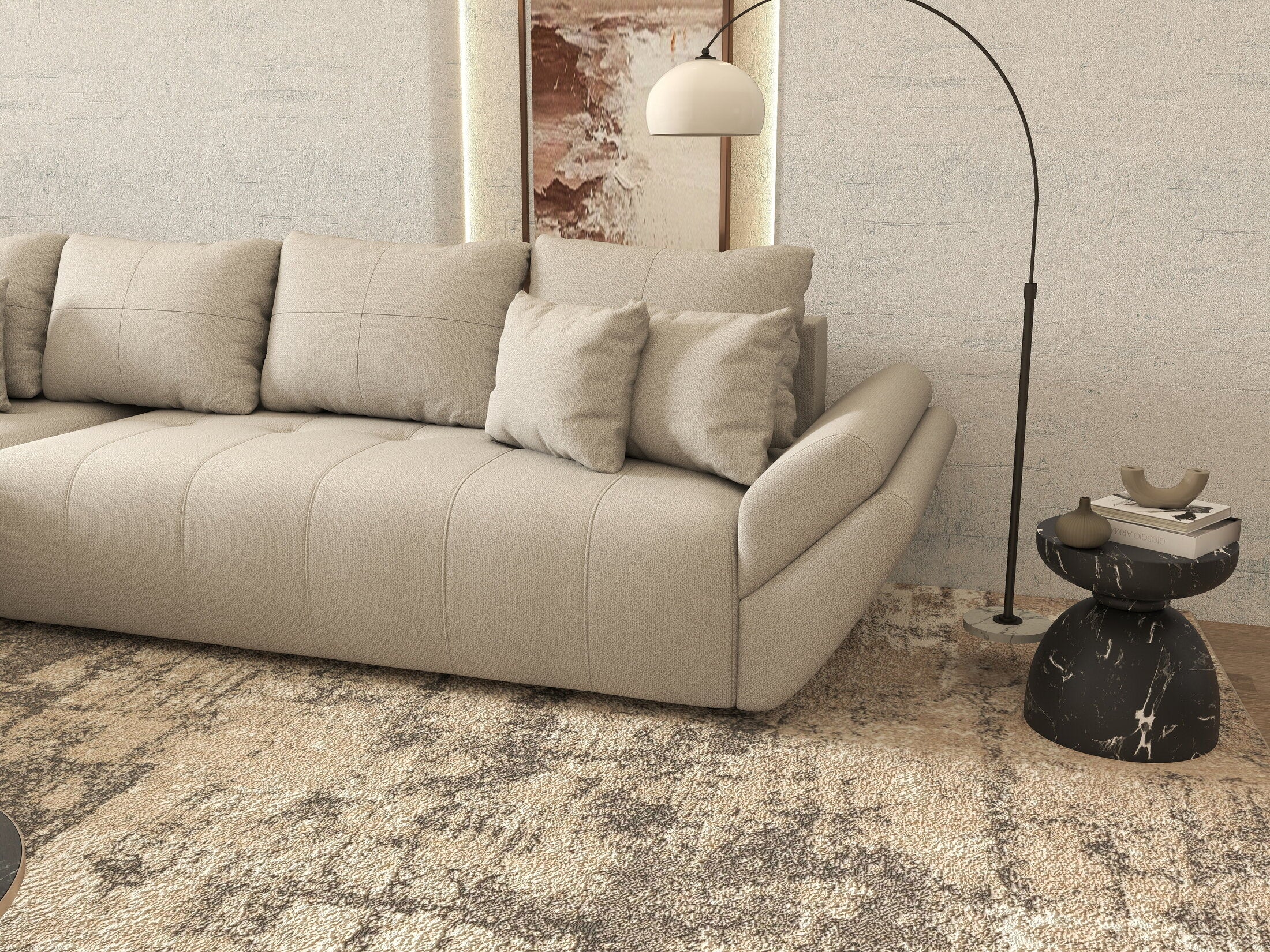 Coltar extensibil Berlin XL Enjoy Beige 350x185 cm - Dumonde.ro