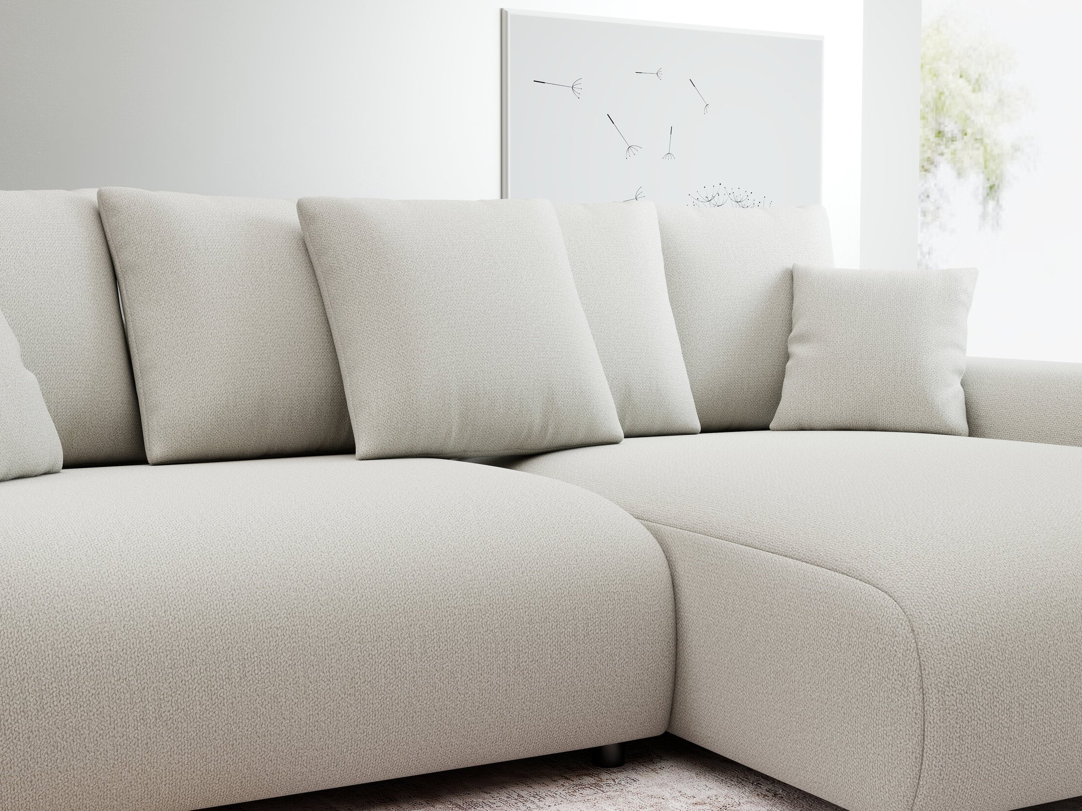 Colțar extensibil dumonde cu ladă de depozitare și șezut confortabil din spumă HR, Luma Enjoy Bej 255x168 cm II