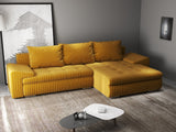 Colțar extensibil dumonde cu ladă de depozitare si sezut confortabil din spuma HR, Leonardo Ambience Mustar 255x193 cm II