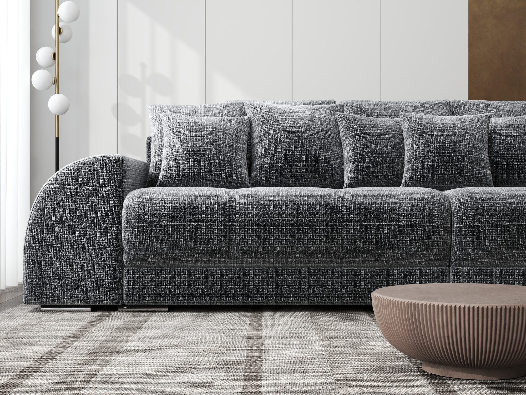 Canapea extensibilă dumonde cu 2 lăzi de depozitare si sezut confortabil din spuma high-density, Verona Cremona Gri 95 310x100 cm