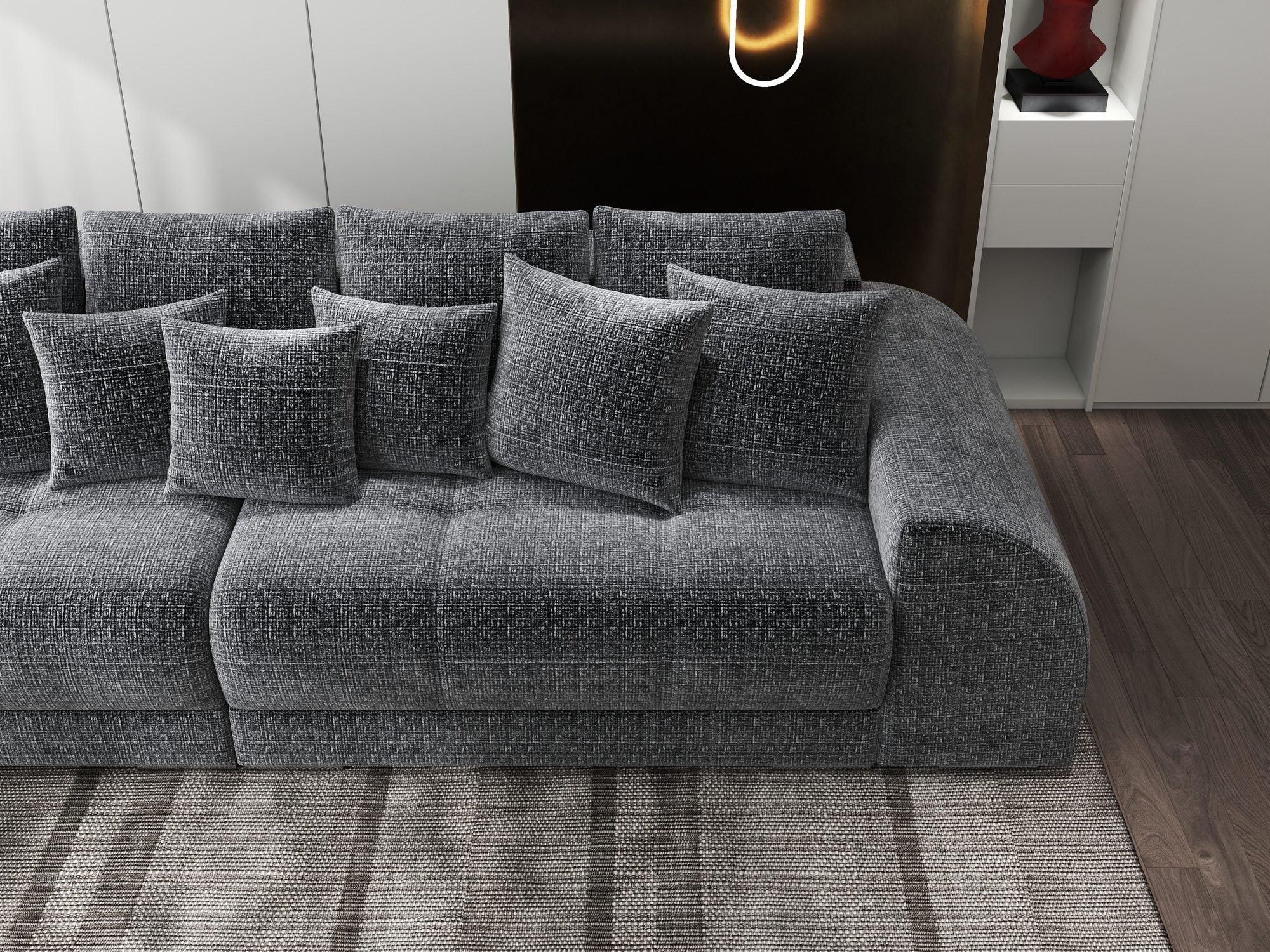 Canapea extensibilă dumonde cu 2 lăzi de depozitare si sezut confortabil din spuma high-density, Verona Cremona Gri 95 310x100 cm