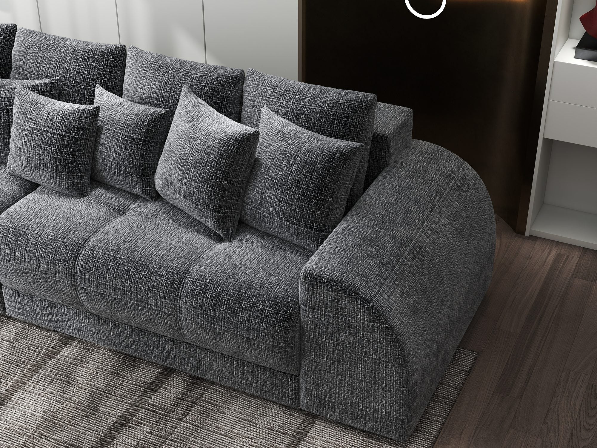 Canapea extensibilă dumonde cu 2 lăzi de depozitare si sezut confortabil din spuma high-density, Verona Cremona Gri 95 310x100 cm