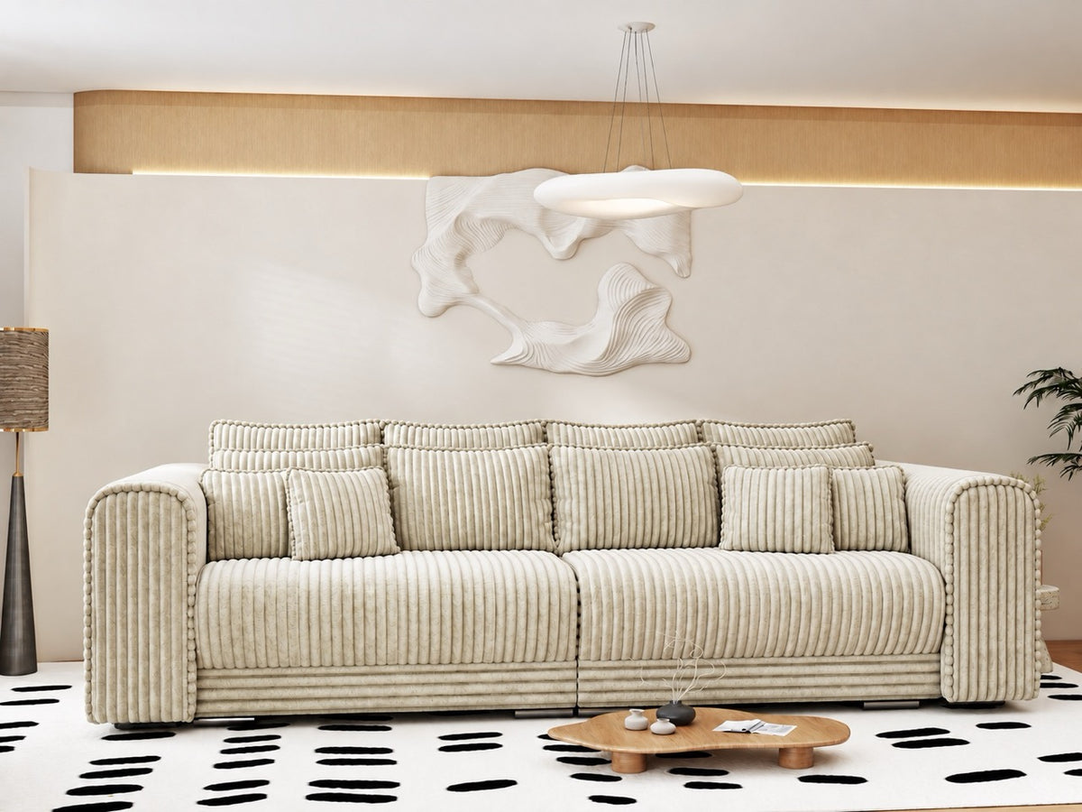 Canapea extensibilă dumonde cu ladă de depozitare Monaco XXL Tilia Bej 290x120 cm