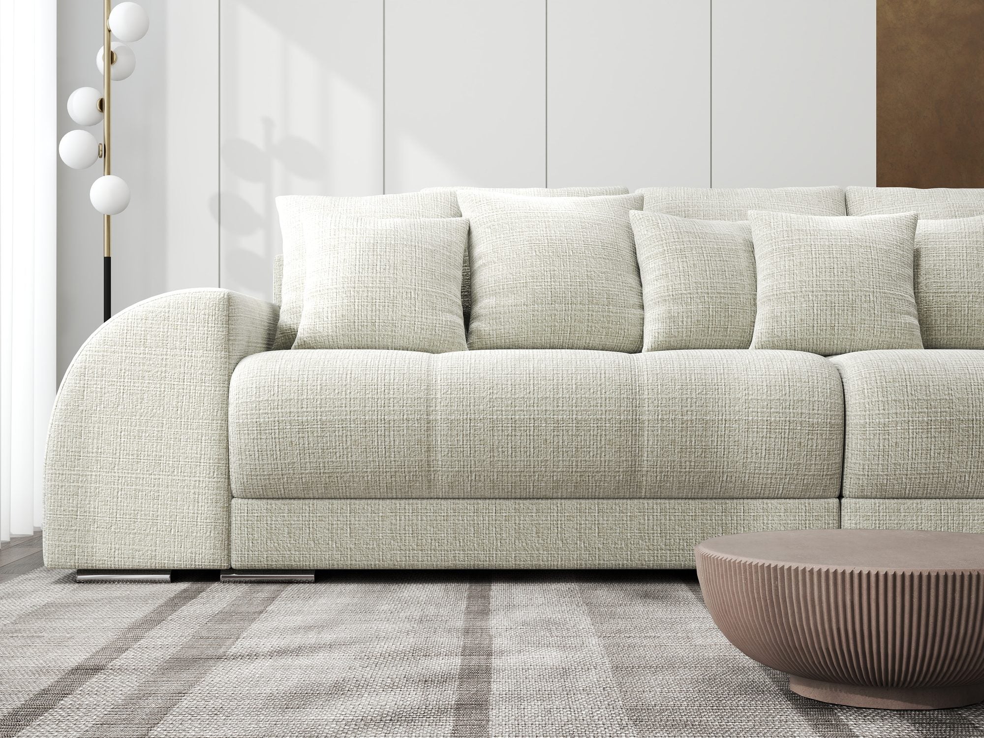Canapea extensibilă dumonde cu 2 lăzi de depozitare si sezut confortabil din spuma high-density, Verona Cremona Bej 04 310x100 cm