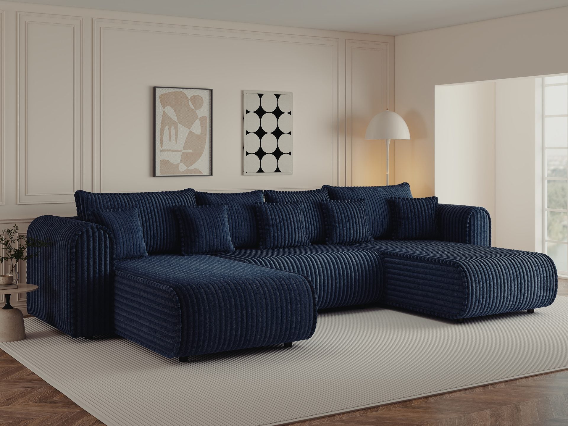 Colțar extensibil dumonde în formă de U cu ladă de depozitare si sezut confortabil din spuma high-density, Monaco U Tili
