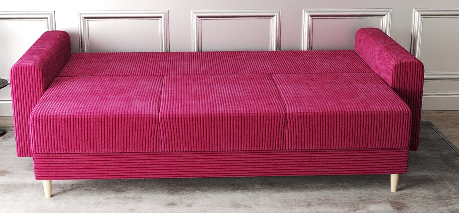 Canapea extensibilă dumonde cu ladă de depozitare si sezut confortabil din spuma HR, Kronos Zoom Rosu 210x100 cm fabrica