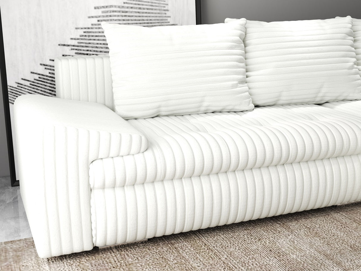 Colțar extensibil dumonde cu ladă de depozitare si sezut confortabil din spuma HR, Leonardo Ambience Alb 255x193 cm II