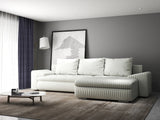 Colțar extensibil dumonde cu ladă de depozitare si sezut confortabil din spuma HR, Leonardo Ambience Alb 255x193 cm II
