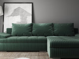 Colțar extensibil dumonde cu ladă de depozitare si sezut confortabil din spuma HR, Leonardo Ambience Verde 255x193 cm II