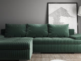 Colțar extensibil dumonde cu ladă de depozitare si sezut confortabil din spuma HR, Leonardo Ambience Verde 255x193 cm