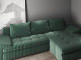 Colțar extensibil dumonde cu ladă de depozitare si sezut confortabil din spuma HR, Leonardo Ambience Verde 255x193 cm II
