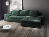 Colțar extensibil dumonde cu ladă de depozitare si sezut confortabil din spuma HR, Leonardo Ambience Verde 255x193 cm II