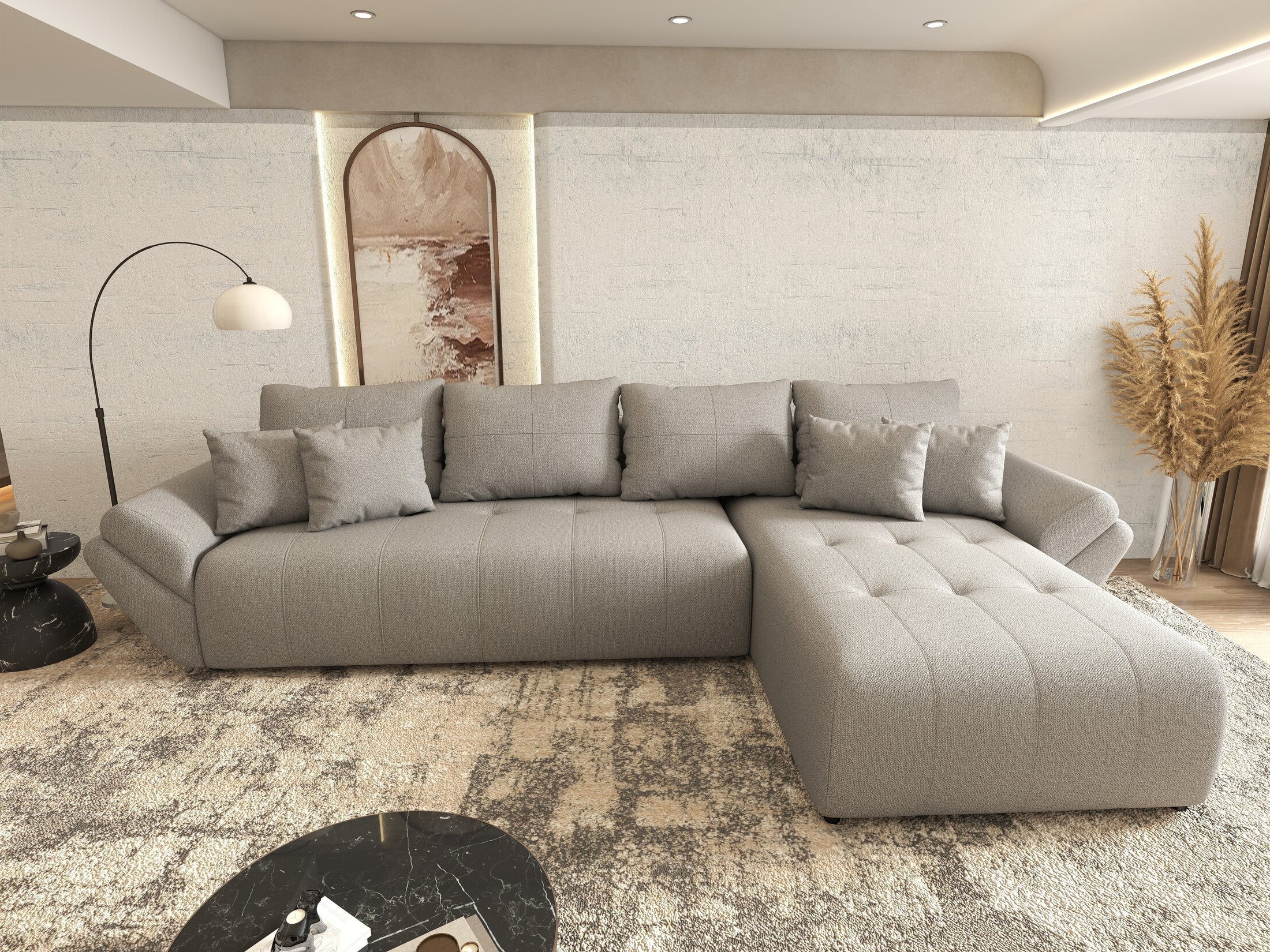 Colțar extensibil dumonde cu ladă de depozitare Berlin XL Enjoy Grey 350x185 cm II