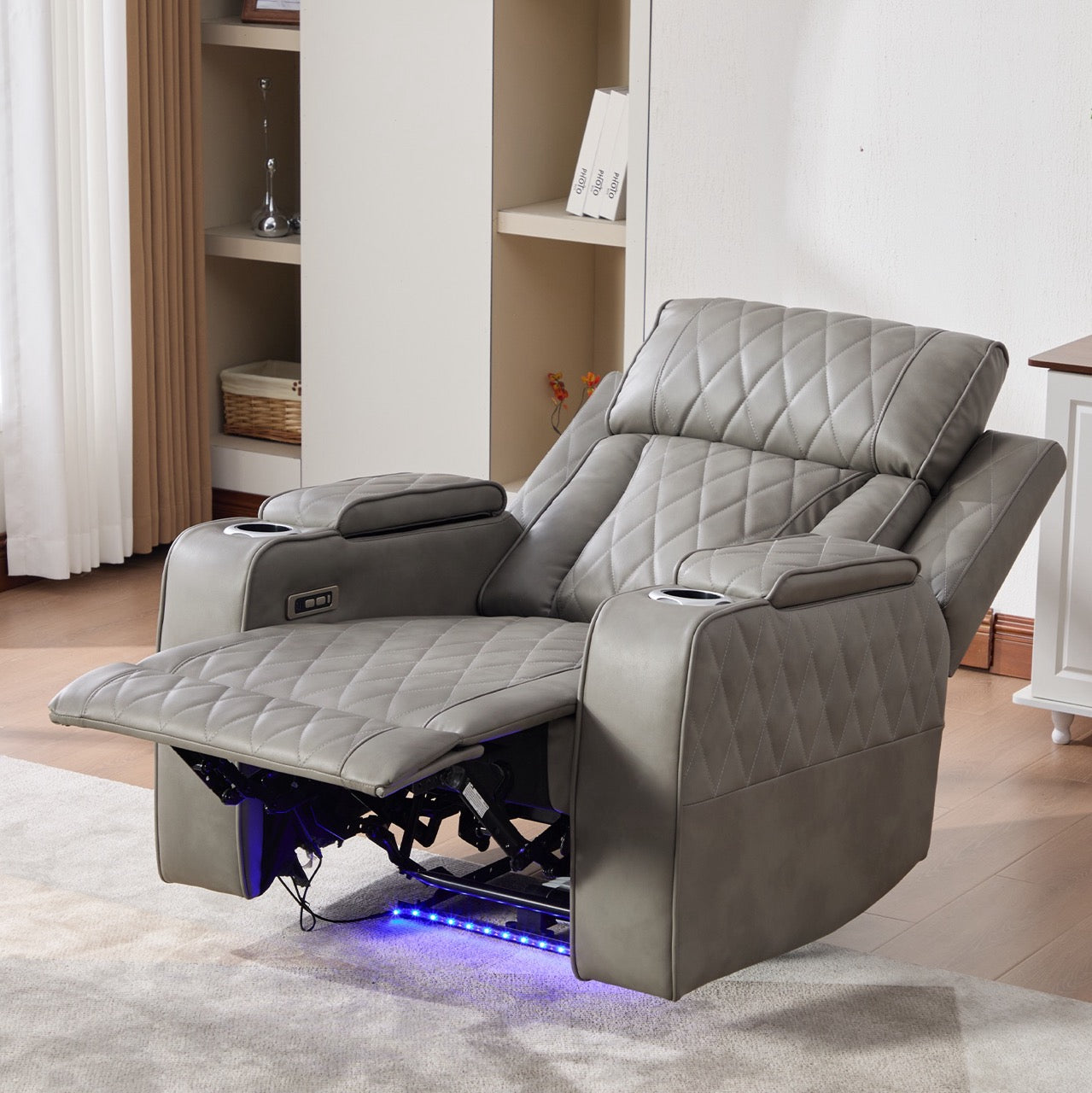 Set canapele dumonde 3+2+1, reclinere electrice, incarcare wireless, USB-C, suport pahare incalzite, lumini LED Selvar