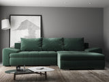 Colțar extensibil dumonde cu ladă de depozitare si sezut confortabil din spuma HR, Leonardo Ambience Verde 255x193 cm II