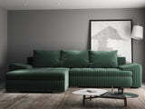 Colțar extensibil dumonde cu ladă de depozitare si sezut confortabil din spuma HR, Leonardo Ambience Verde 255x193 cm