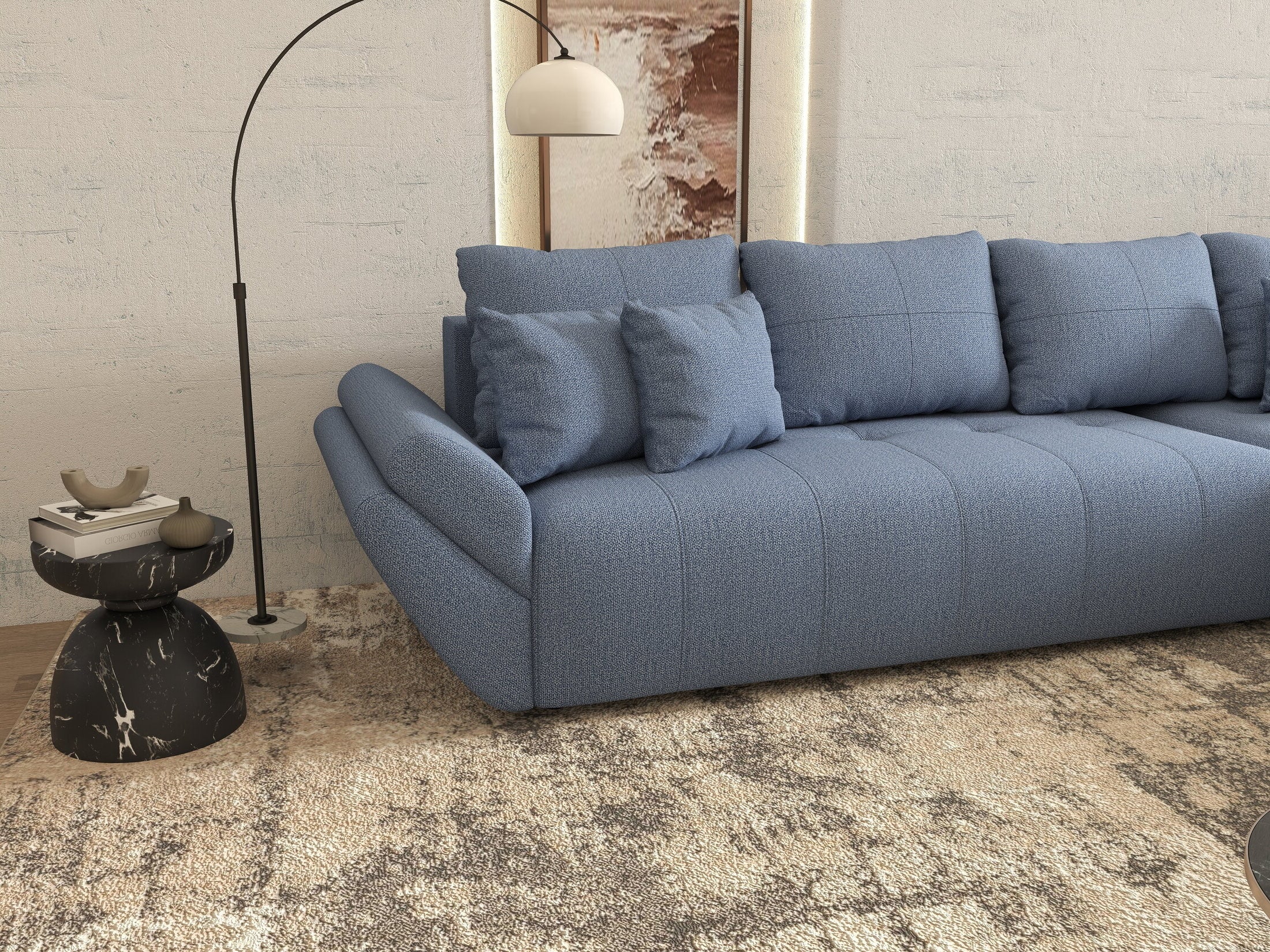 Colțar extensibil dumonde cu ladă de depozitare Berlin XL Enjoy Blue 350x185 cm II