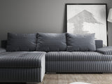 Colțar extensibil dumonde cu ladă de depozitare si sezut confortabil din spuma HR, Leonardo Ambience Gri 255x193 cm