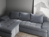 Colțar extensibil dumonde cu ladă de depozitare si sezut confortabil din spuma HR, Leonardo Ambience Gri 255x193 cm