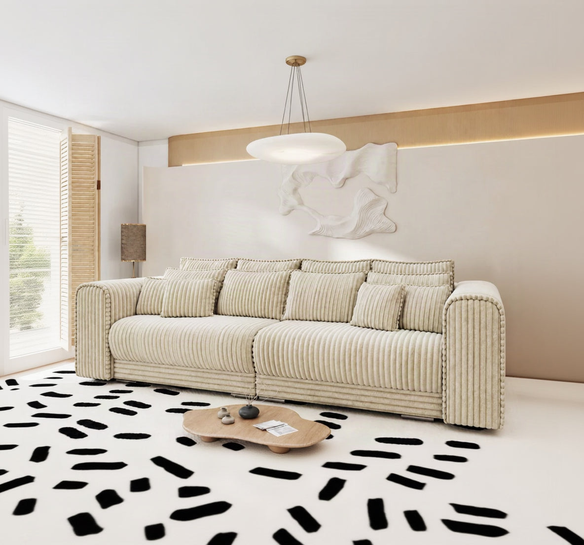 Canapea extensibilă dumonde cu ladă de depozitare Monaco XXL Tilia Bej 290x120 cm