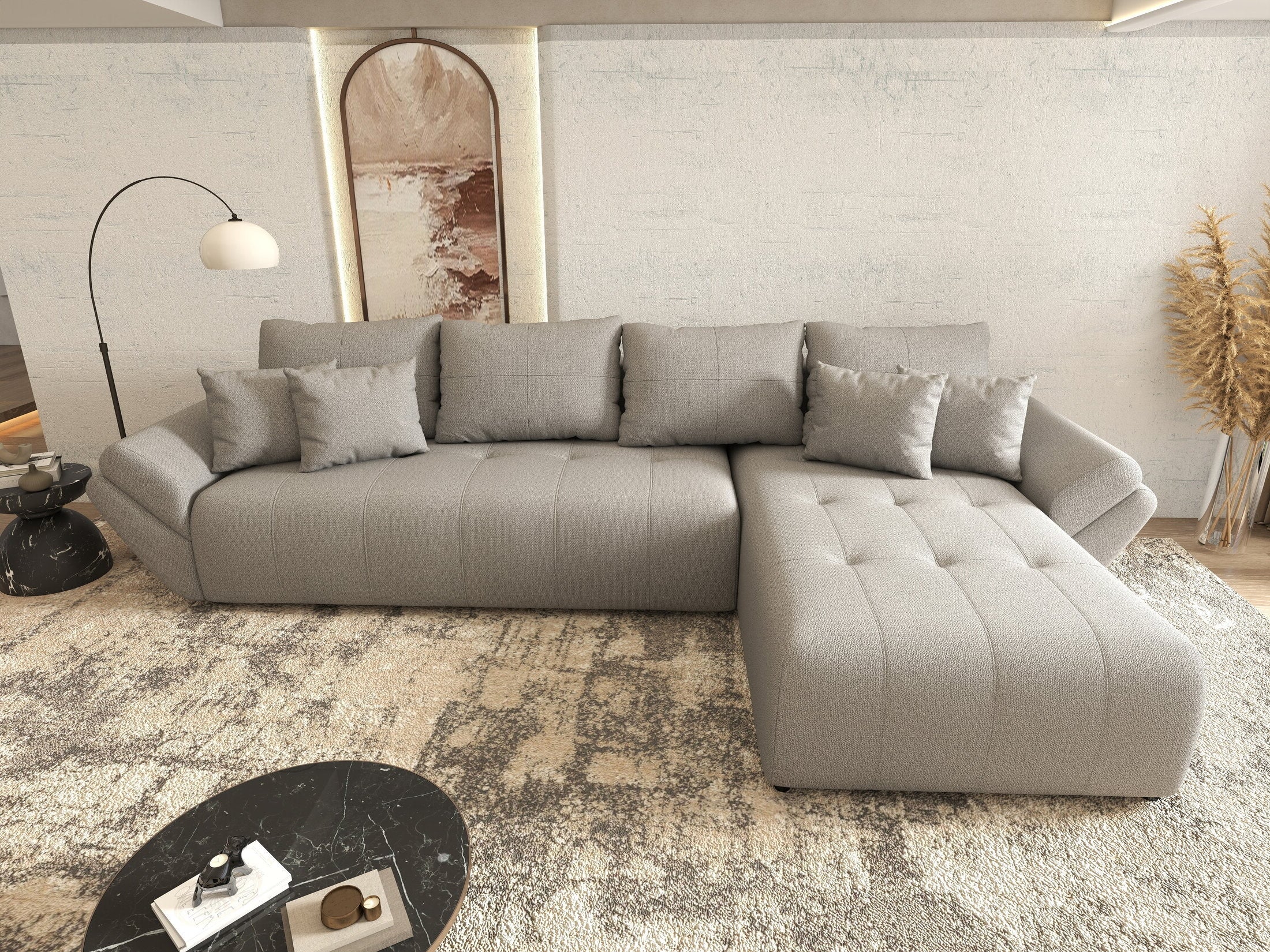 Colțar extensibil dumonde cu ladă de depozitare Berlin XL Enjoy Grey 350x185 cm II