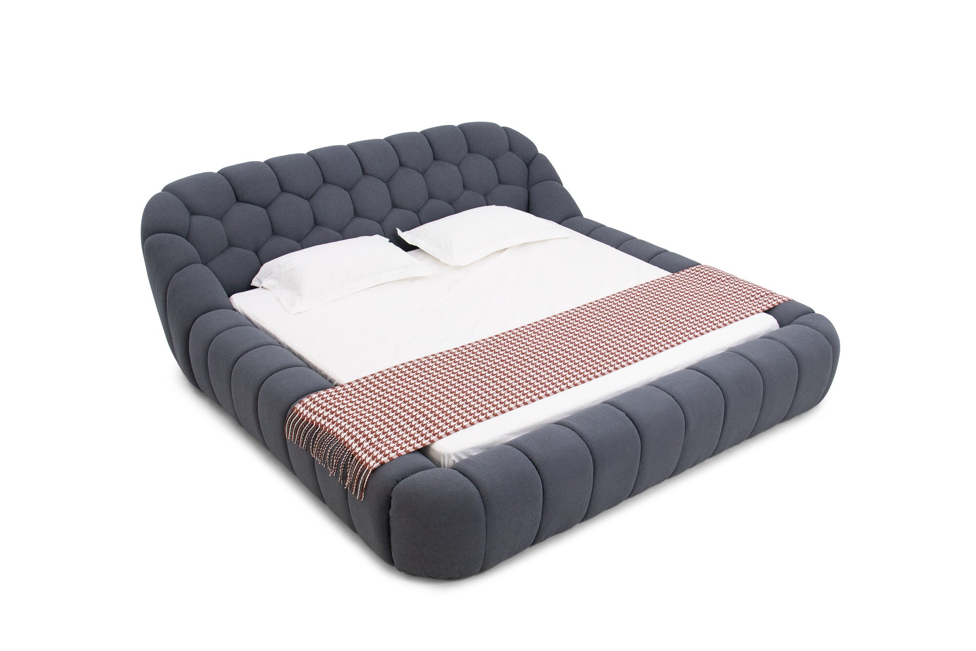 Pat dormitor dumonde, tapitat bej, Bubble 180x200 cm