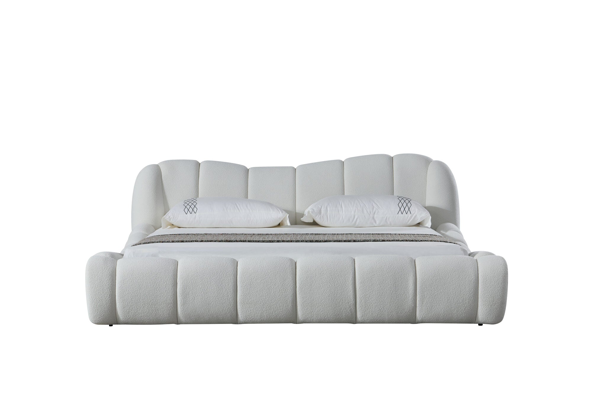 Pat dormitor dumonde, tapitat alb Royal 180x200 cm