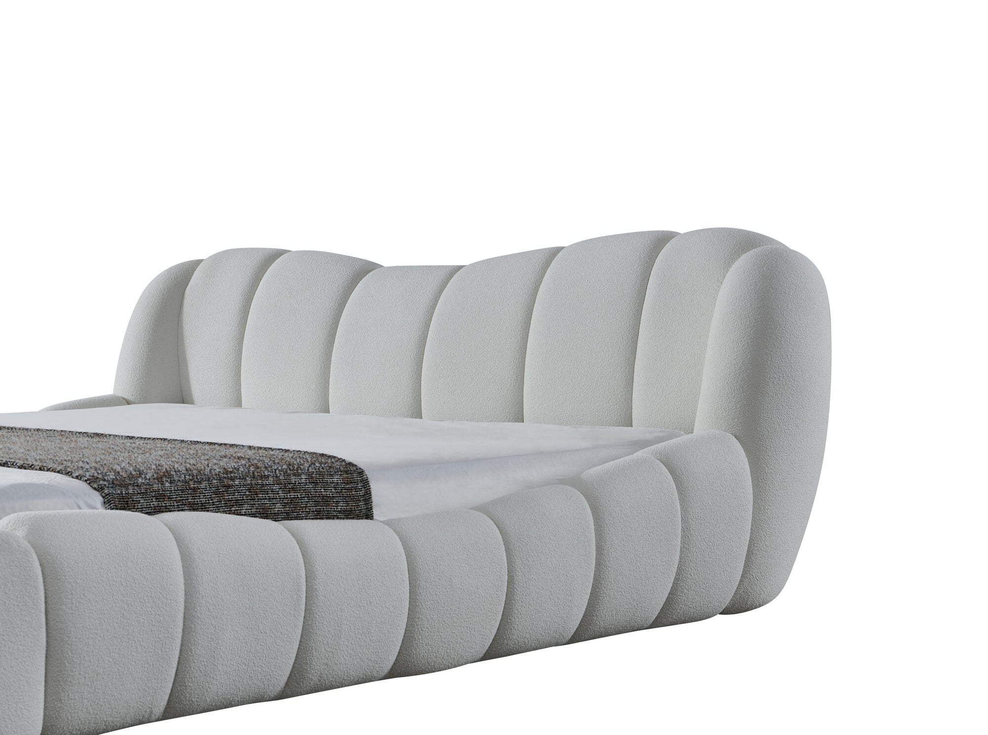 Pat dormitor dumonde, tapitat alb Royal 180x200 cm