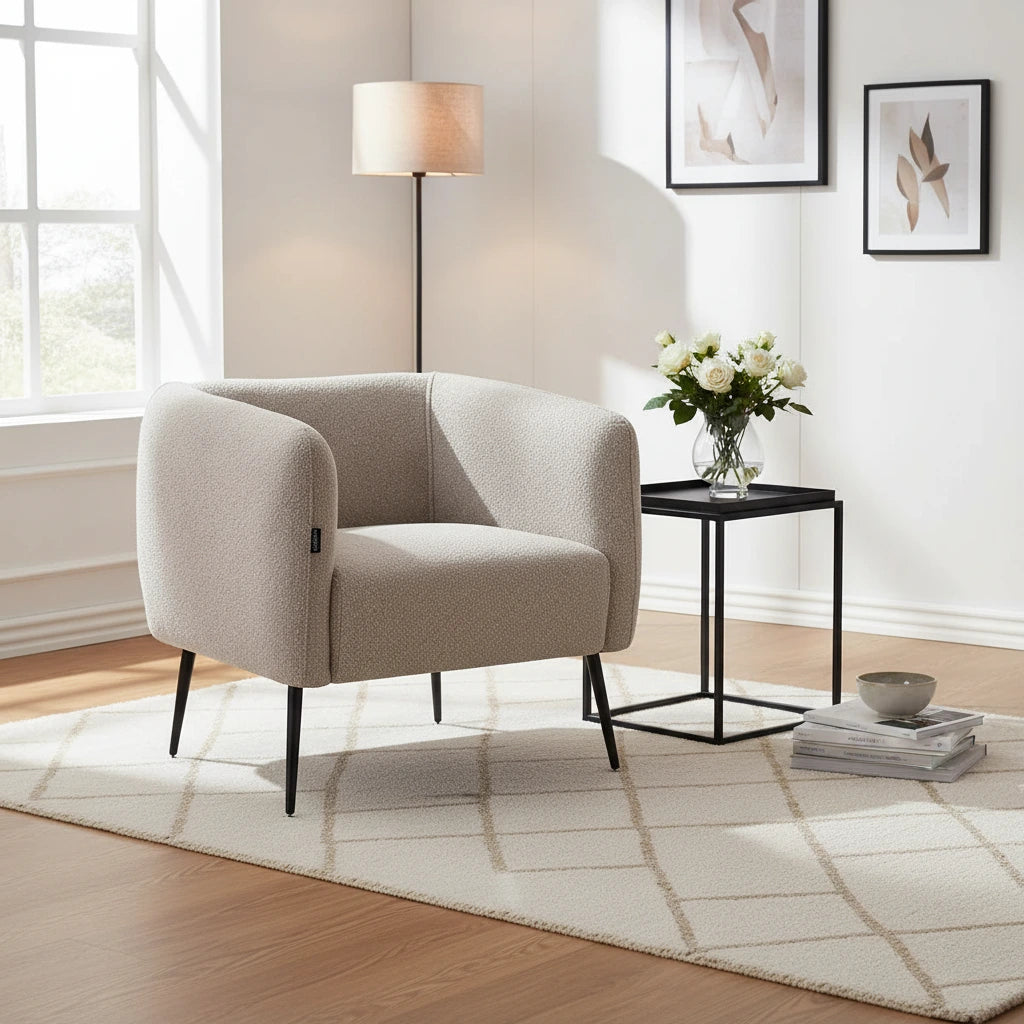 Fotoliu dumonde tapitat Gri modern Alonso 70x74cm