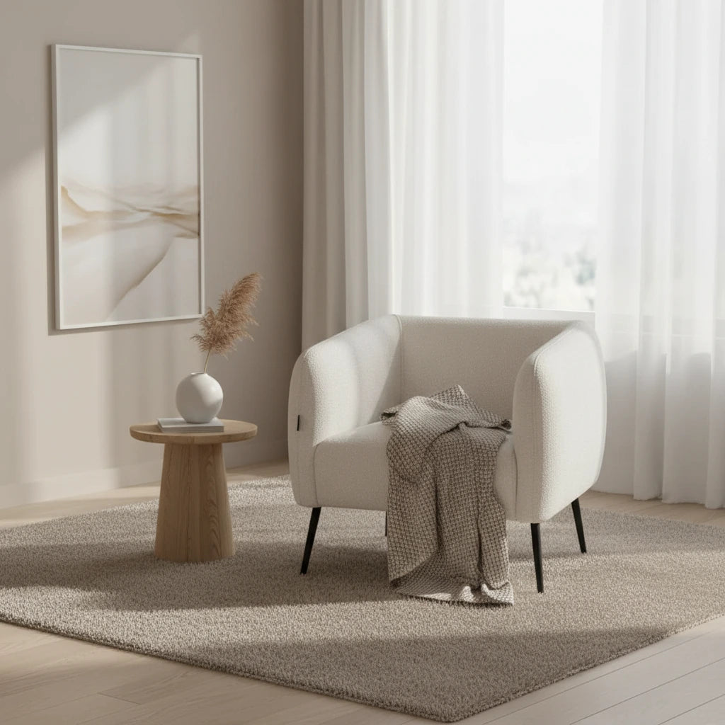 Fotoliu dumonde tapitat Bej modern Alonso 70x74cm