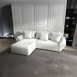 Colțar extensibil dumonde cu ladă de depozitare si sezut confortabil din spuma HR, Berlin Ambience Alb 280x185 cm Fabrica