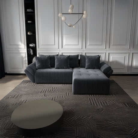 Colțar extensibil dumonde cu ladă de depozitare si sezut confortabil din spuma HR, Berlin Ambience Gri 280x185 cm II Fabrica