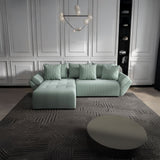 Colțar extensibil dumonde cu ladă de depozitare si sezut confortabil din spuma HR, Berlin Ambience Verde Mint 280x185 cm Fabrica