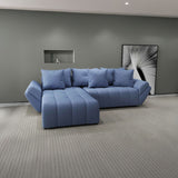 Colțar extensibil dumonde cu ladă de depozitare si sezut confortabil din spuma HR, Berlin Enjoy Albastru 280x185 cm Fabrica