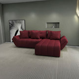 Colțar extensibil dumonde cu ladă de depozitare si sezut confortabil din spuma HR, Berlin Enjoy Rosu 280x185 cm II Fabrica