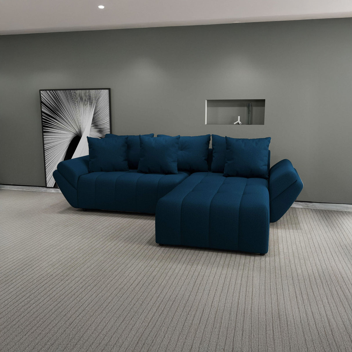 Colțar extensibil dumonde cu ladă de depozitare si sezut confortabil din spuma HR, Berlin Enjoy Verde Petrol 280x185 cm II Fabrica