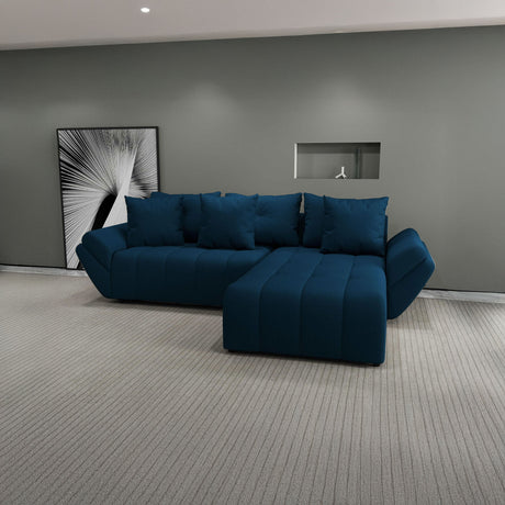 Colțar extensibil dumonde cu ladă de depozitare si sezut confortabil din spuma HR, Berlin Enjoy Verde Petrol 280x185 cm II Fabrica