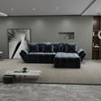Colțar extensibil dumonde cu ladă de depozitare si sezut confortabil din spuma HR, Berlin Euphoria Gri Grafit 280x185 cm II Fabrica