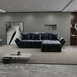 Colțar extensibil dumonde cu ladă de depozitare si sezut confortabil din spuma HR, Berlin Euphoria Gri Grafit 280x185 cm II Fabrica
