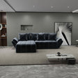 Colțar extensibil dumonde cu ladă de depozitare si sezut confortabil din spuma HR, Berlin Euphoria Gri Grafit 280x185 cm Fabrica