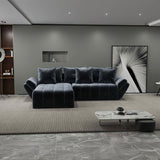 Colțar extensibil dumonde cu ladă de depozitare si sezut confortabil din spuma HR, Berlin Euphoria Gri Grafit 280x185 cm Fabrica