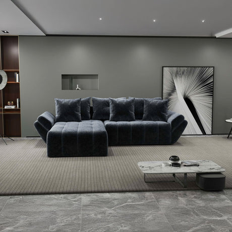 Colțar extensibil dumonde cu ladă de depozitare si sezut confortabil din spuma HR, Berlin Euphoria Gri Grafit 280x185 cm Fabrica